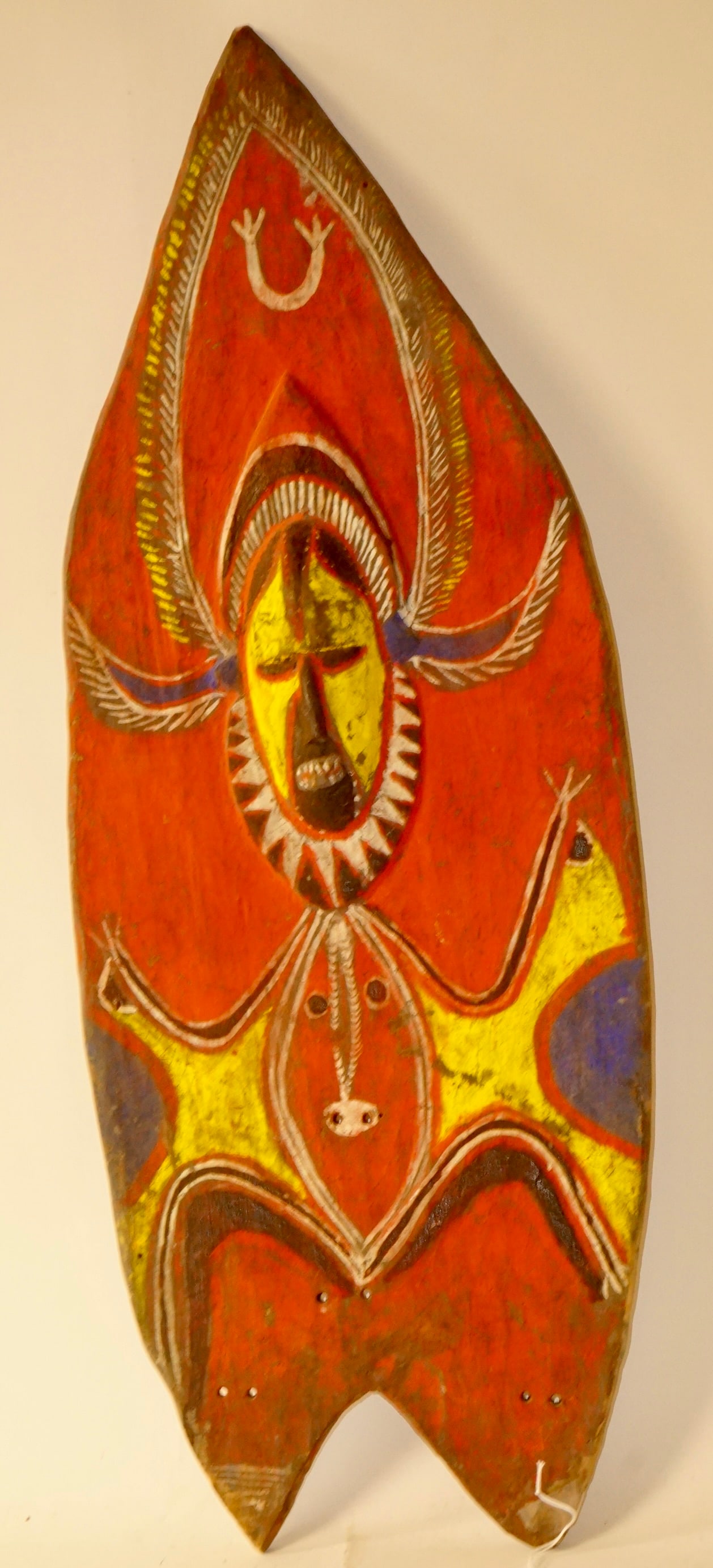 Antique African Tribal Art Carved Sheild: Antique African Tribal Art Carved Sheild 12" x 35"