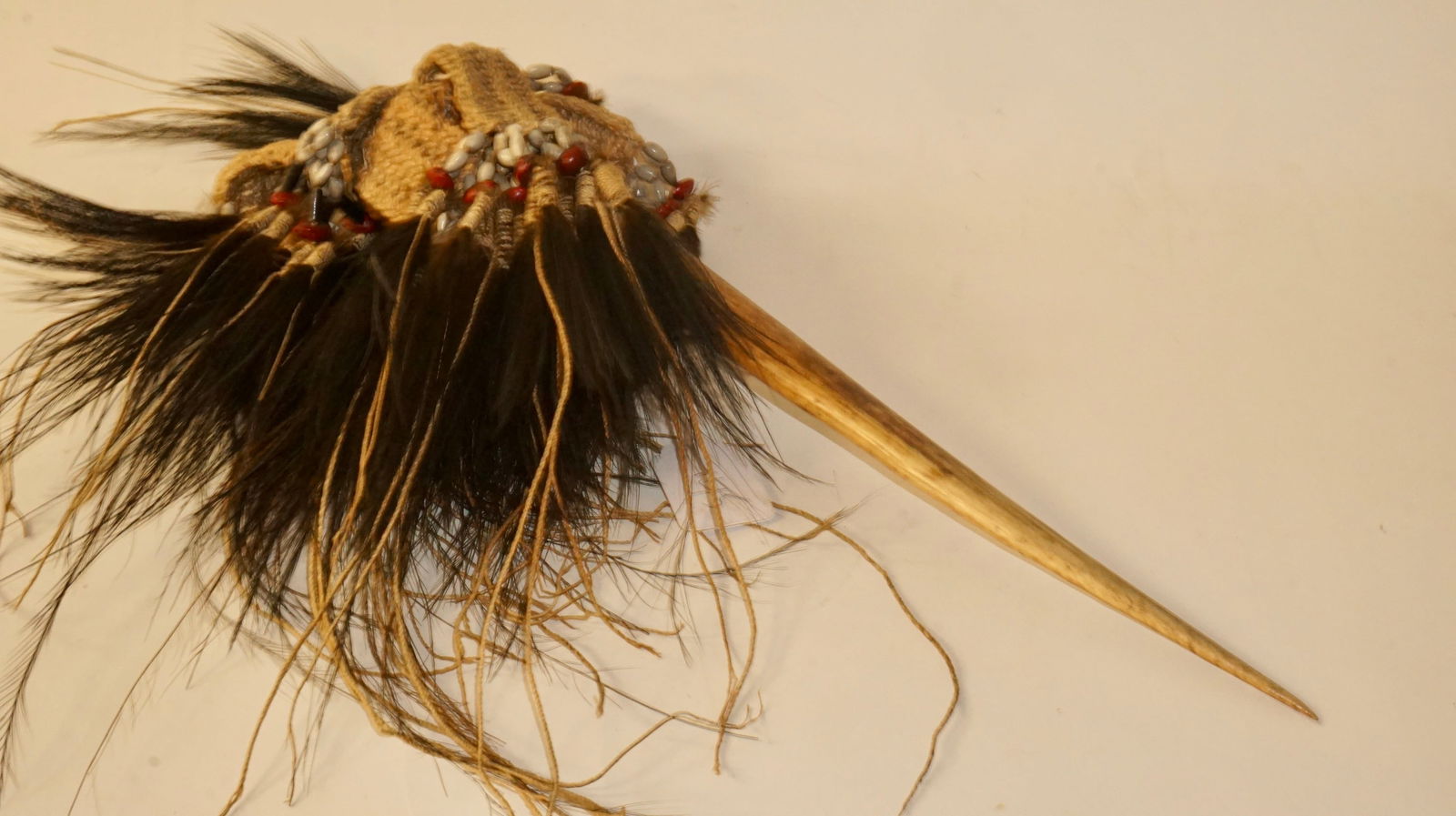 African Cerimonial Bone Dagger with intricate feather Embellishment: African Cerimonial Bone Dagger with intricate feather Embellishment 13" long