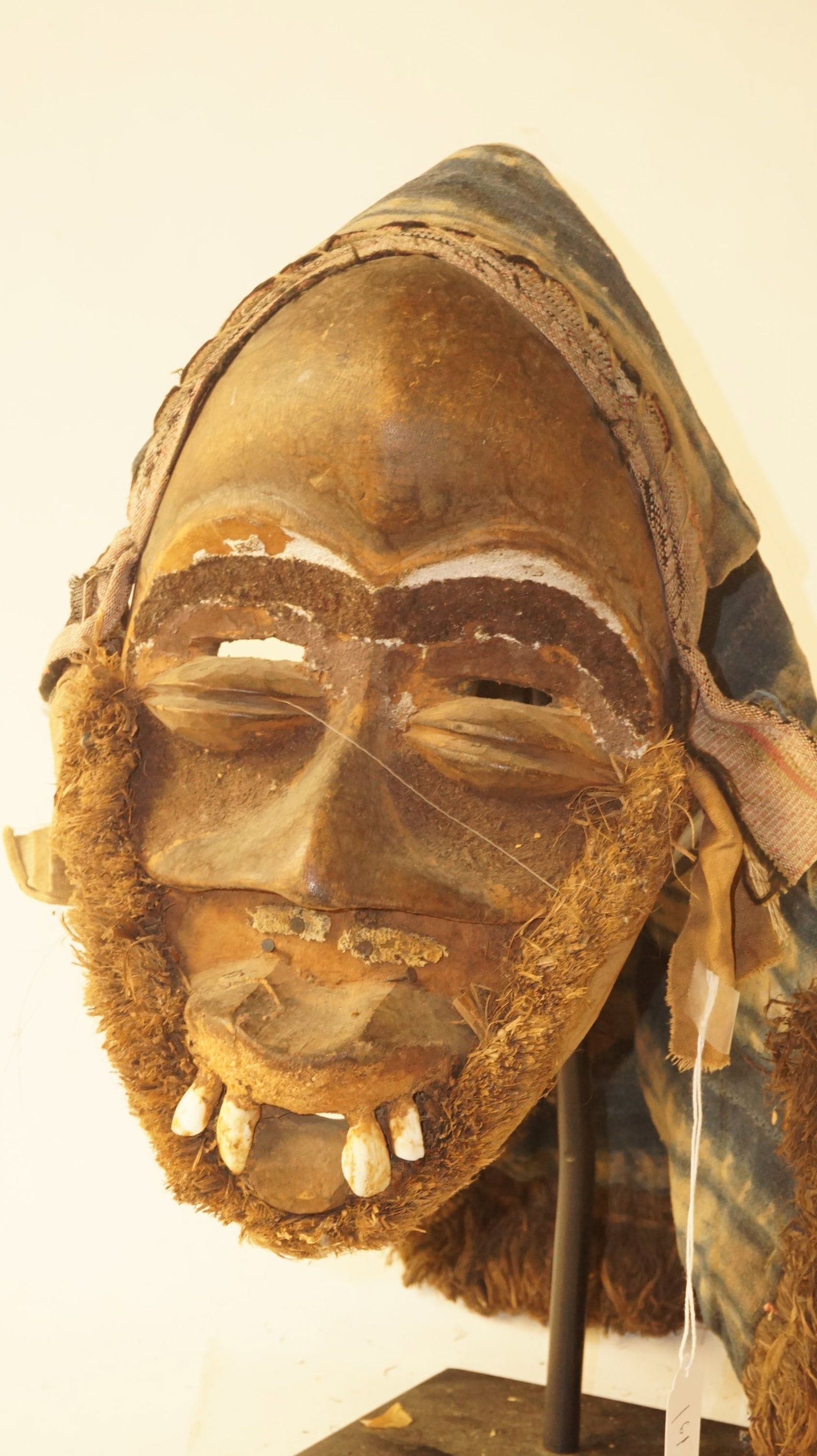 African Dan Mask Ivory Coast with Head Dress: The Face is 12" Tall The headdress is about 24" Deep
