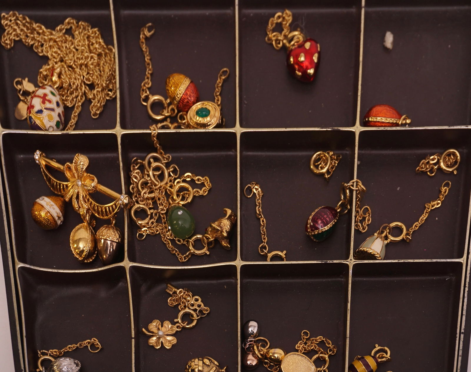 Joan Rivers CHARMS Enameled Egg Necklace or Braclet, 3 Charm Brooch & Single Egg Necklace (1 of 3)