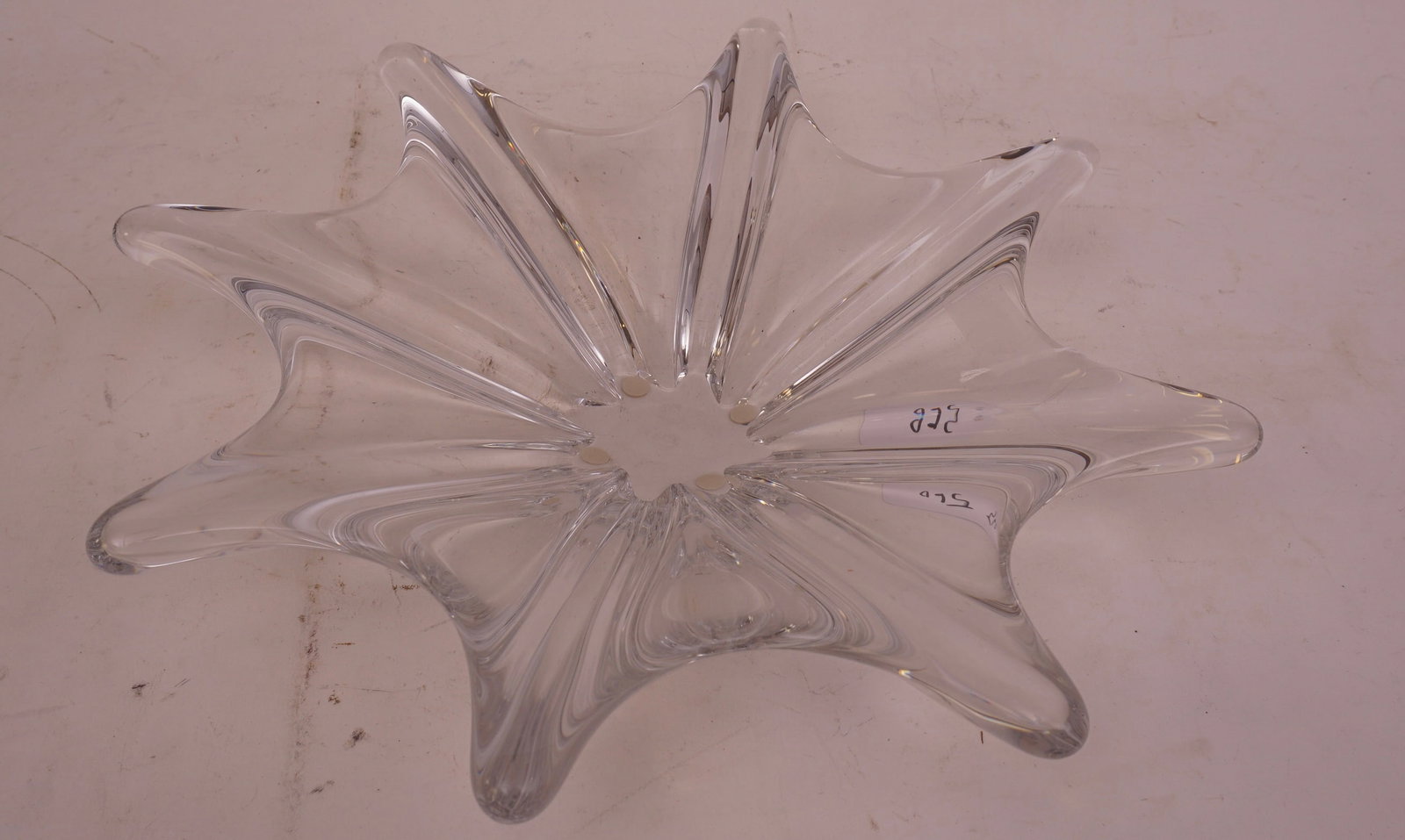 BACCART Art Glass Mid Century Modern Bowl: BACCART Art Glass Mid Century Modern Bowl 14" Diameter 3" High