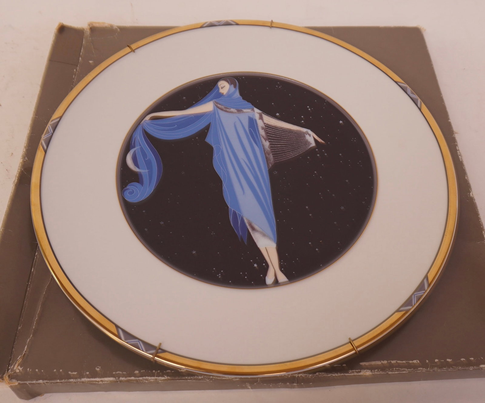Erte Decorative Hanging Plate "MoonLight": Erte Decorative Hanging Plate "MoonLight" 12.5" Diameter