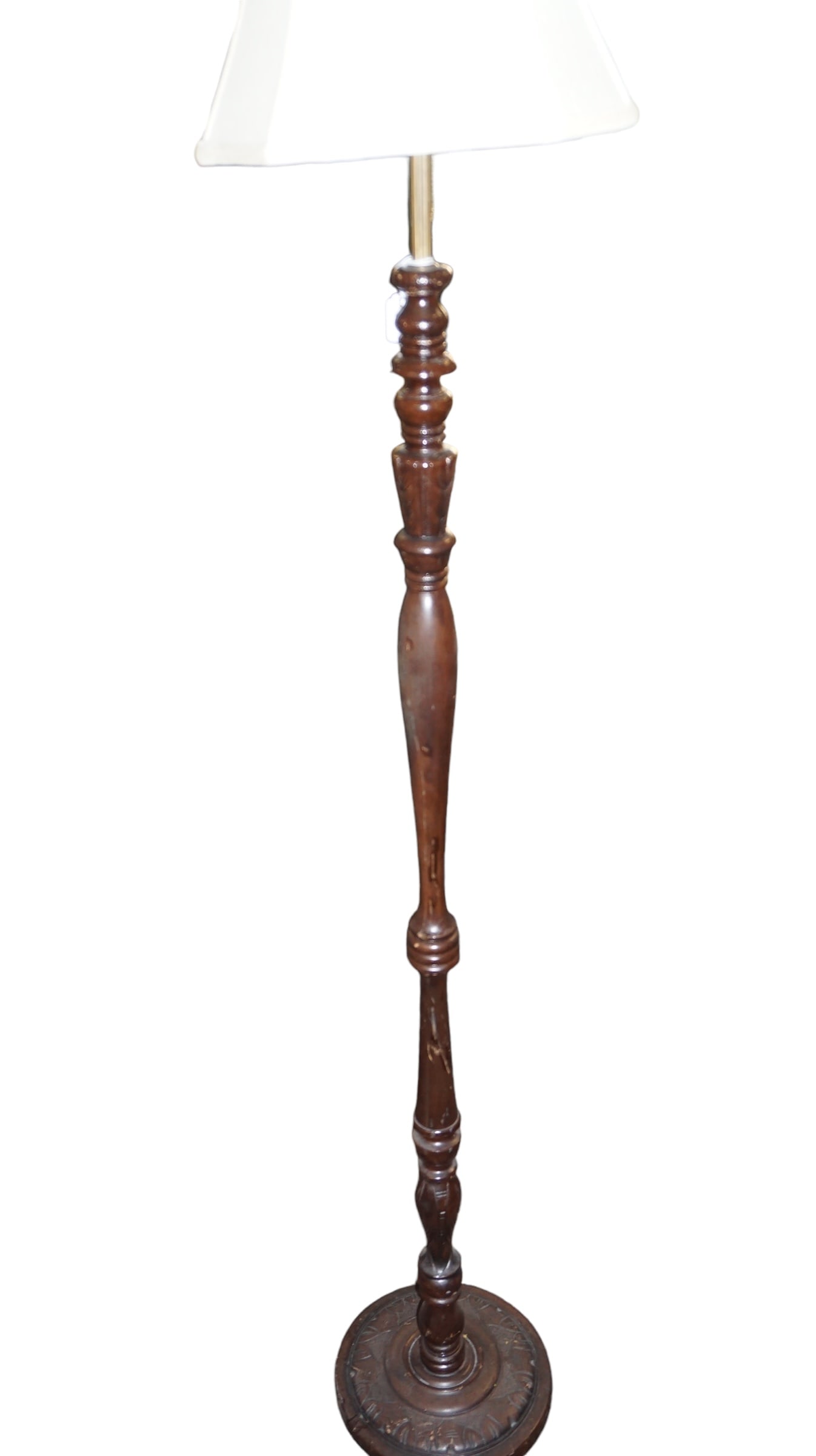 Carved Walnut Art Deco Floor Lamp (1 of 4)
