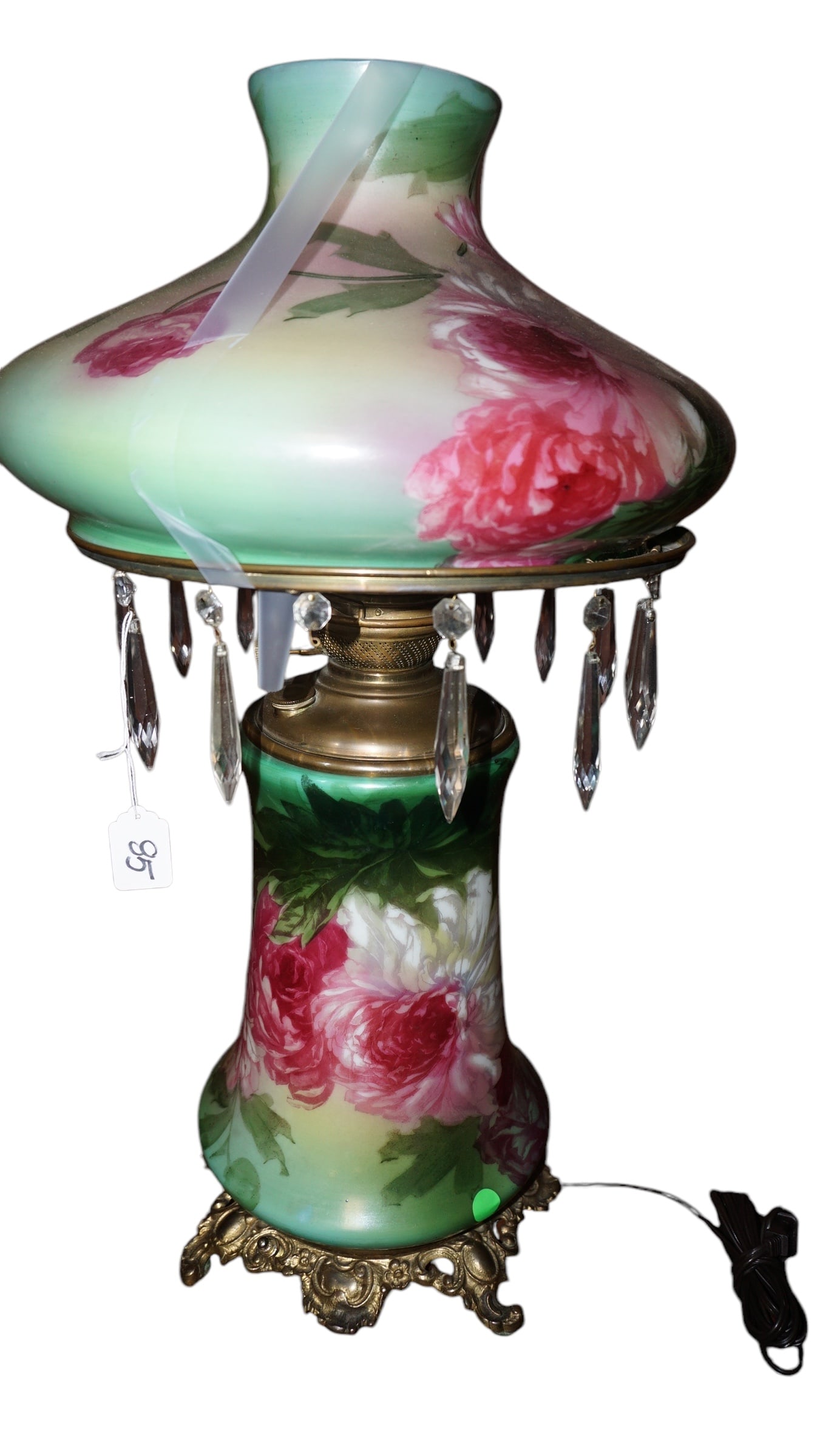Antique Hand Painted Gone with the Wind Lamp Converted to electric (1 of 2)