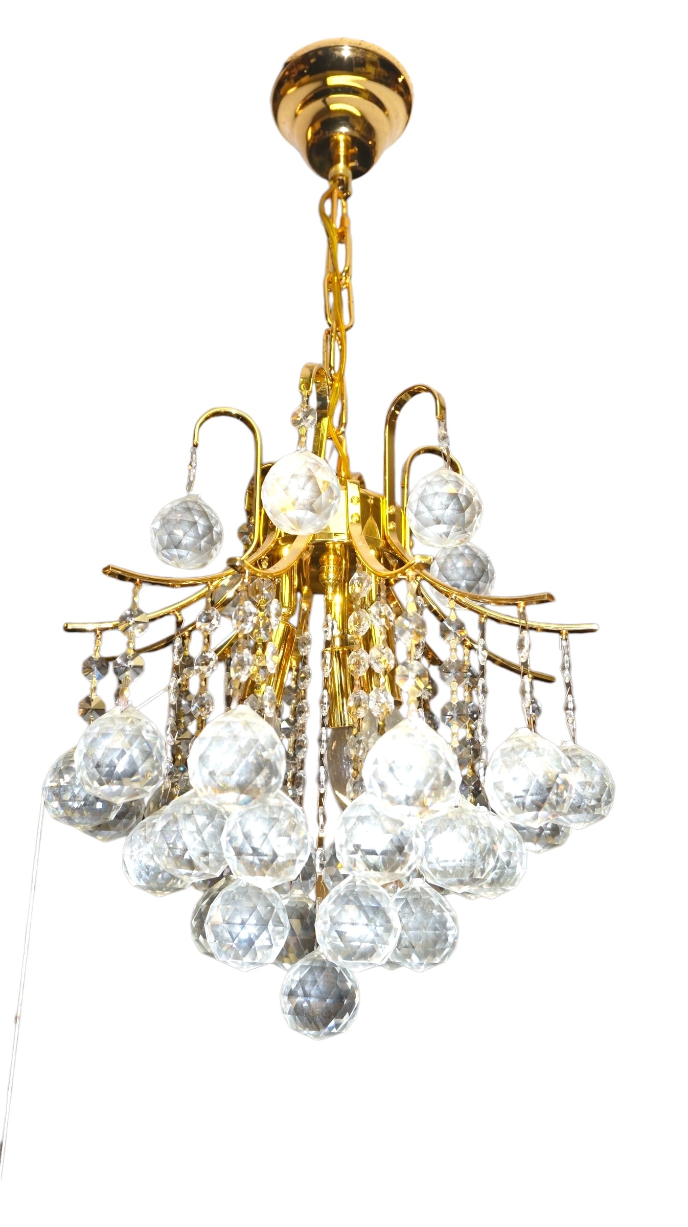 Small Crystal & Brass Chandelier: Small Crystal & Brass Chandelier 11" Diameter 13" Tall