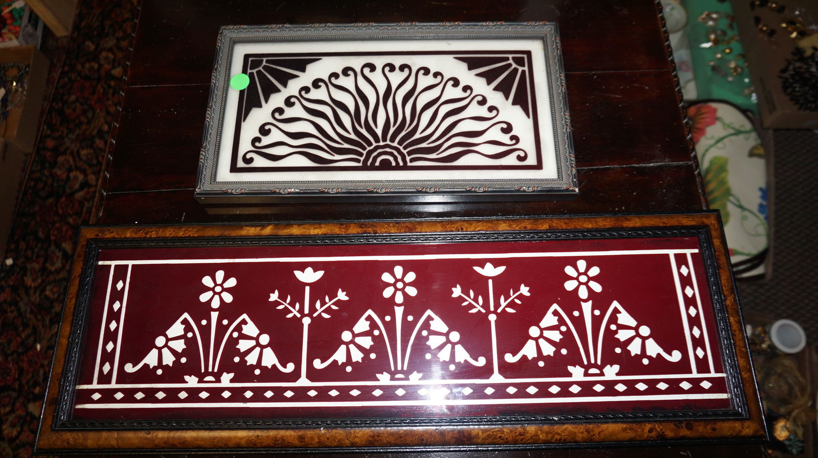 Two Art Nouveau Cameo Glass Panel Art (1 of 1)