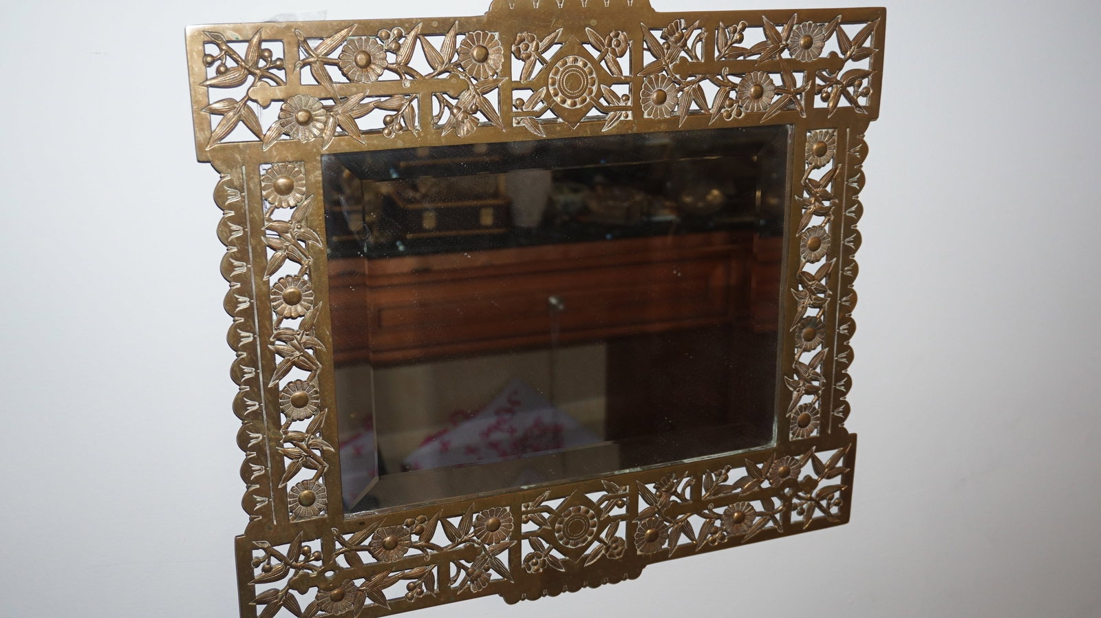 Victorian brass Ornate Hanging Mirror (1 of 1)