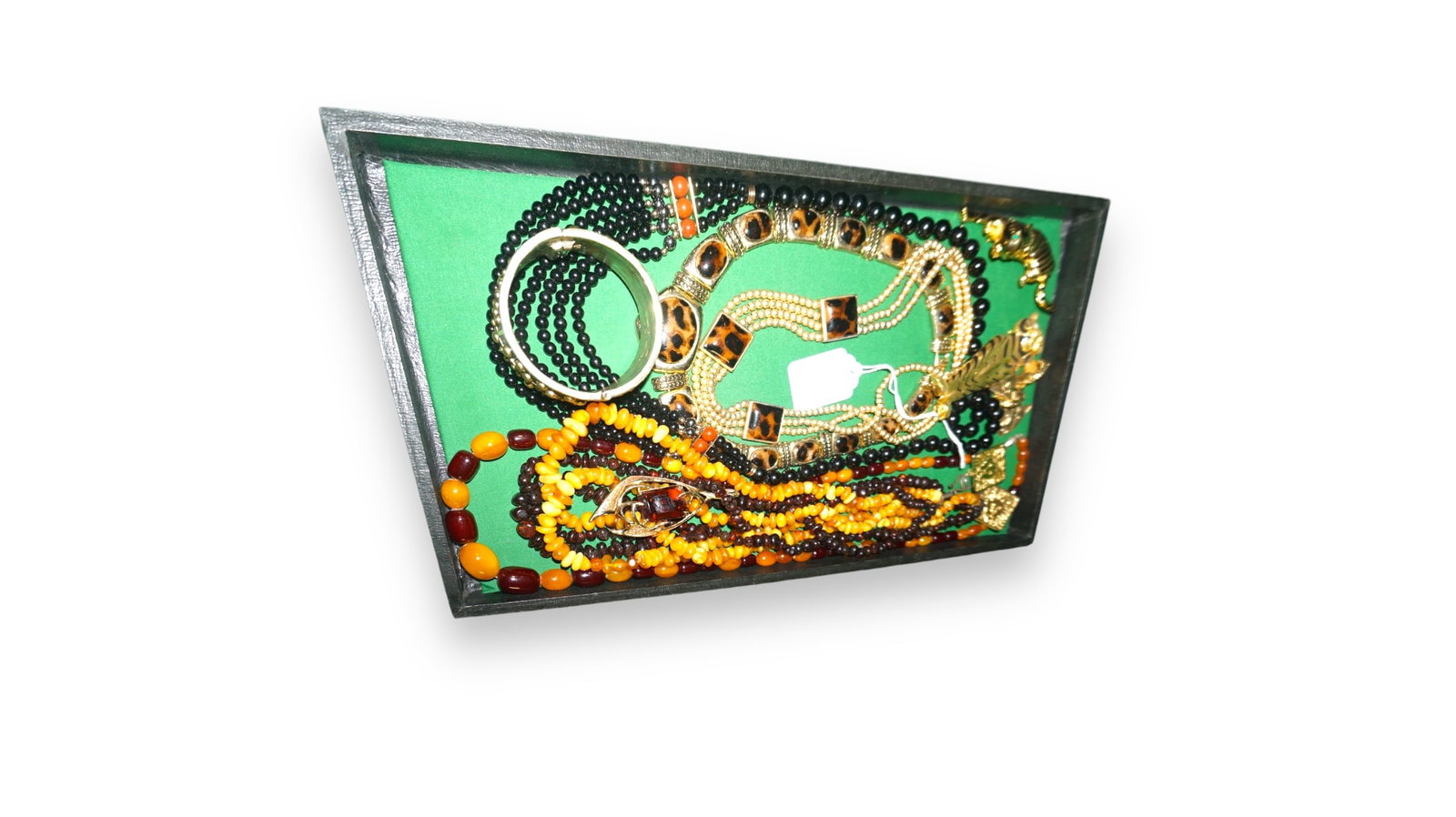 Nice Assortment of Costume Jewelry Natural Stone Necklaces and Big Cat Tiger Pins and Amber stones (1 of 4)