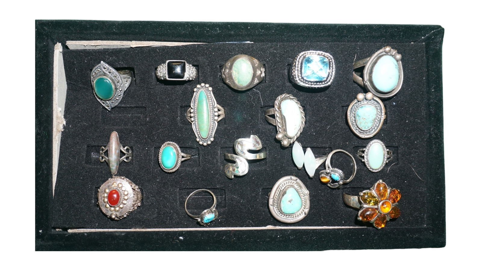 Nice Assortment of Sterling Silver Rings with Turquoise (1 of 2)