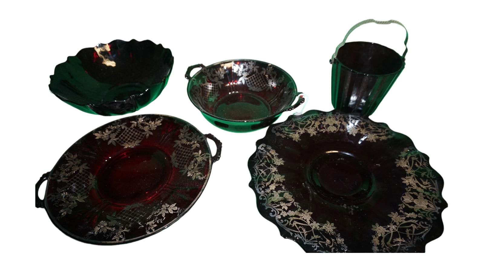 Ruby Red Depression Glass with Silver Overlay (1 of 5)