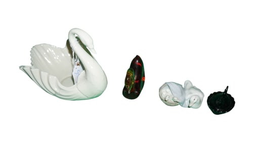 Assorted Lot of Porcelain & Decorative Accessories Alabaster Cockatoo