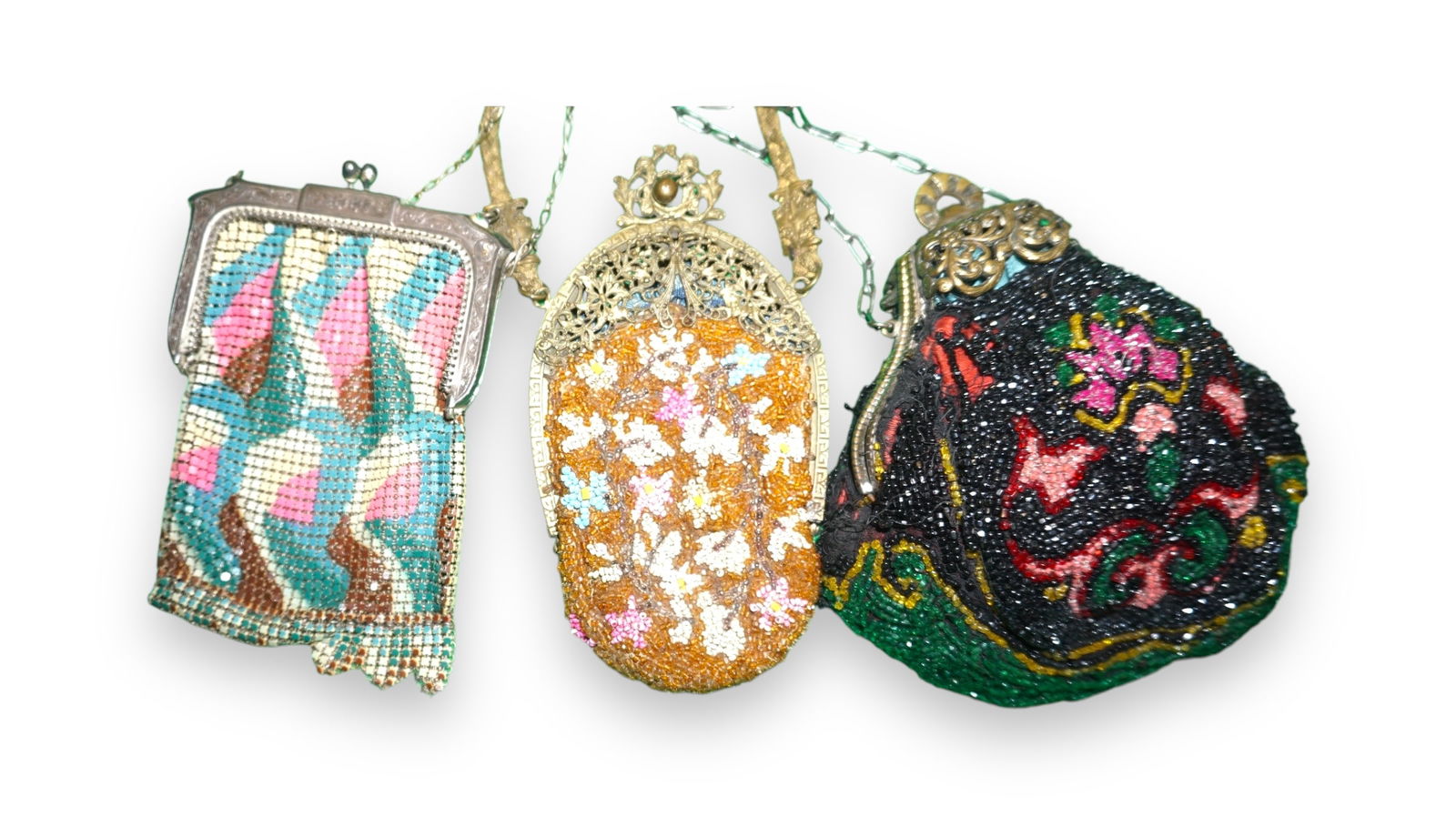 Three Antique Victorian Handbags Beaded Evening ware purses (1 of 3)