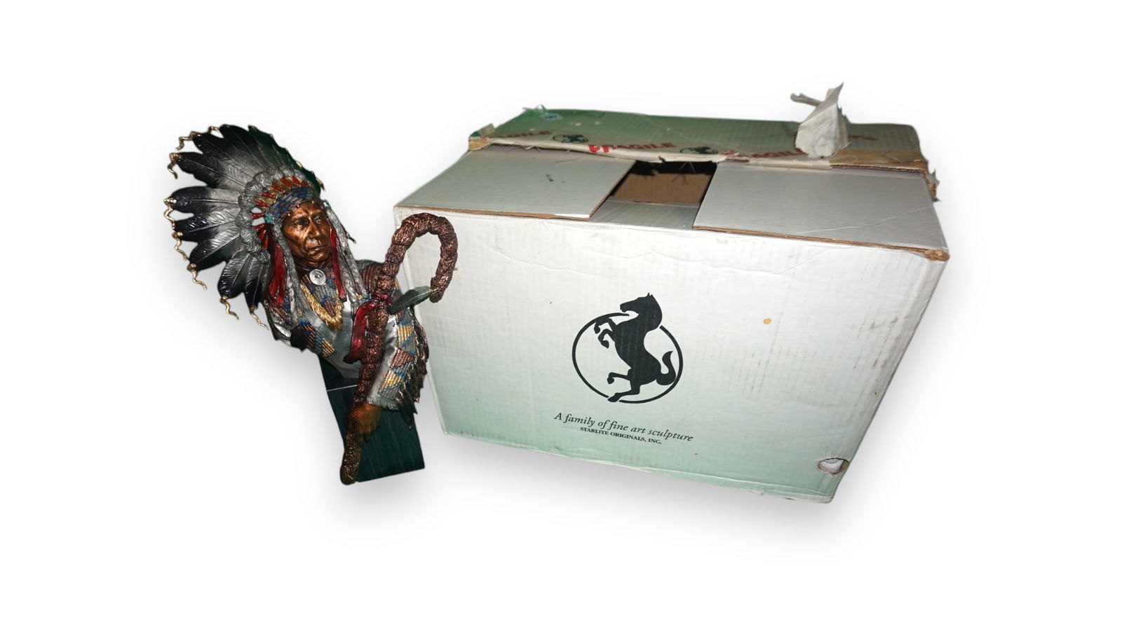 Victorious 'Depiction of Red Cloud Christopher A. Pardell Native American Mixed Medium Sculpture (1 of 5)