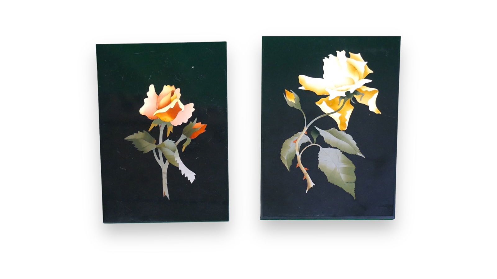 Two PIETRA DURA plaques wall Hanging art (1 of 1)