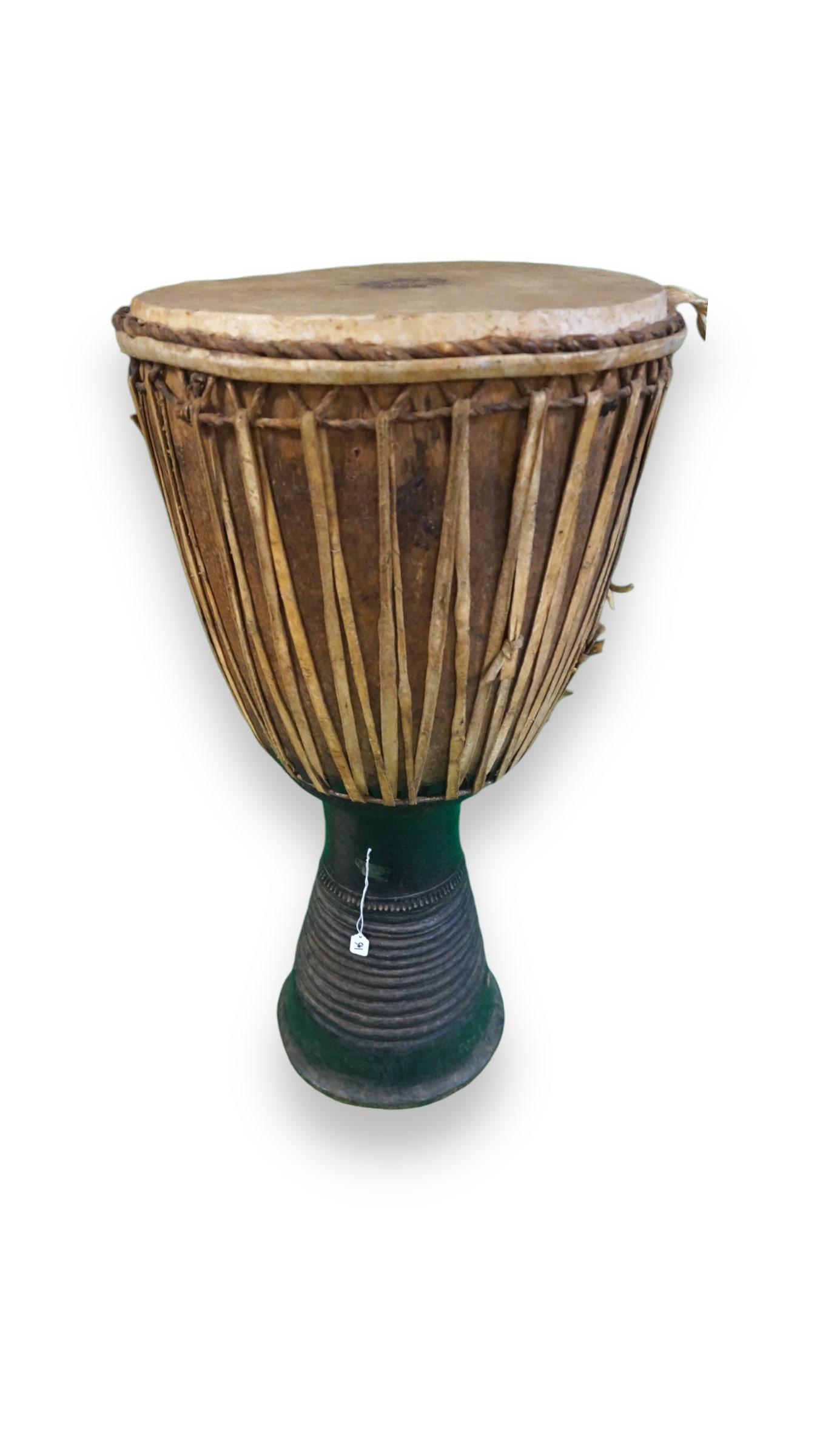 Antique African handmade Drum Congo wrapped in Leather Hide (1 of 1)