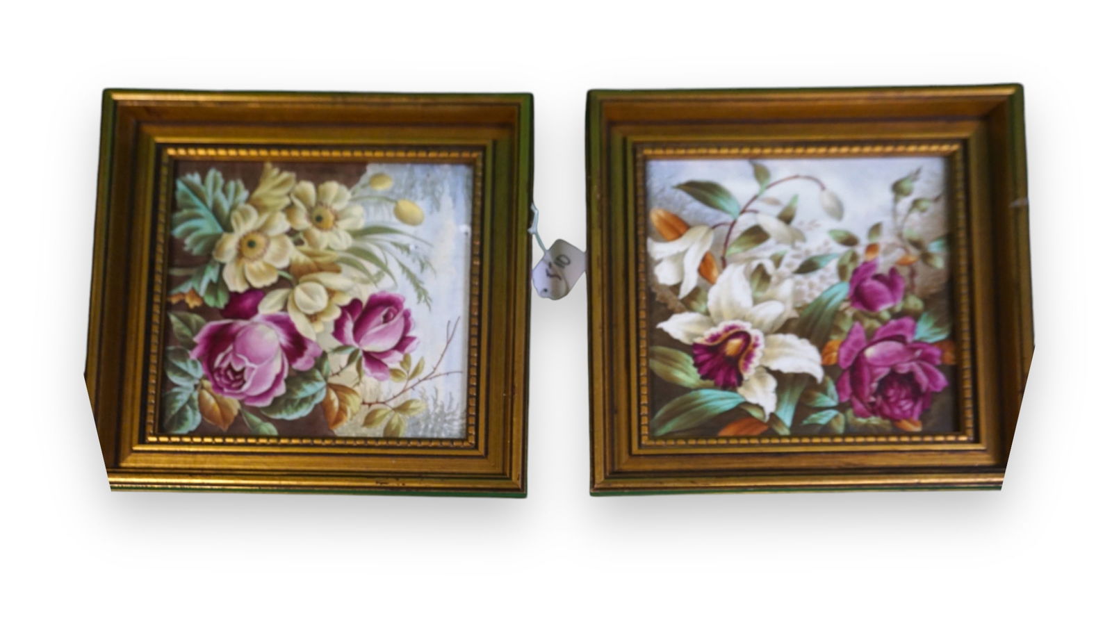 Pair of Antique Limoges Plaques Floral Scene (1 of 1)