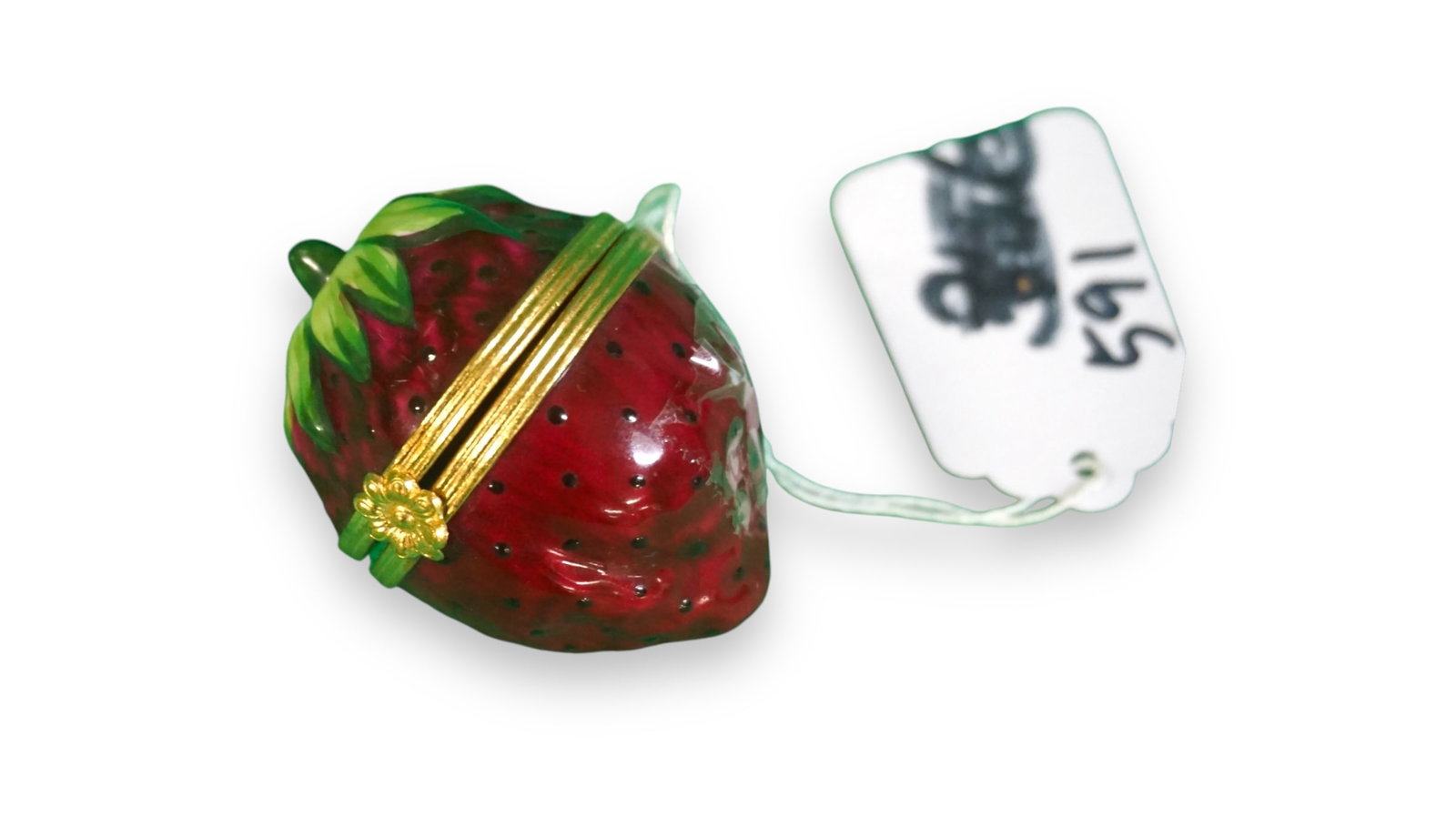 La Tallec For Tiffany Porcelain Strawberry Pill Box: La Tallec For Tiffany Porcelain Strawberry Pill Box measures: 1.5" diameter 2" high