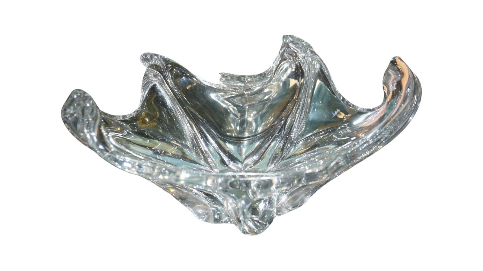 Very Large DAUM mid century modern art glass bowl: Very Large DAUM mid century modern art glass bowl measures 14' diameter x 8" high