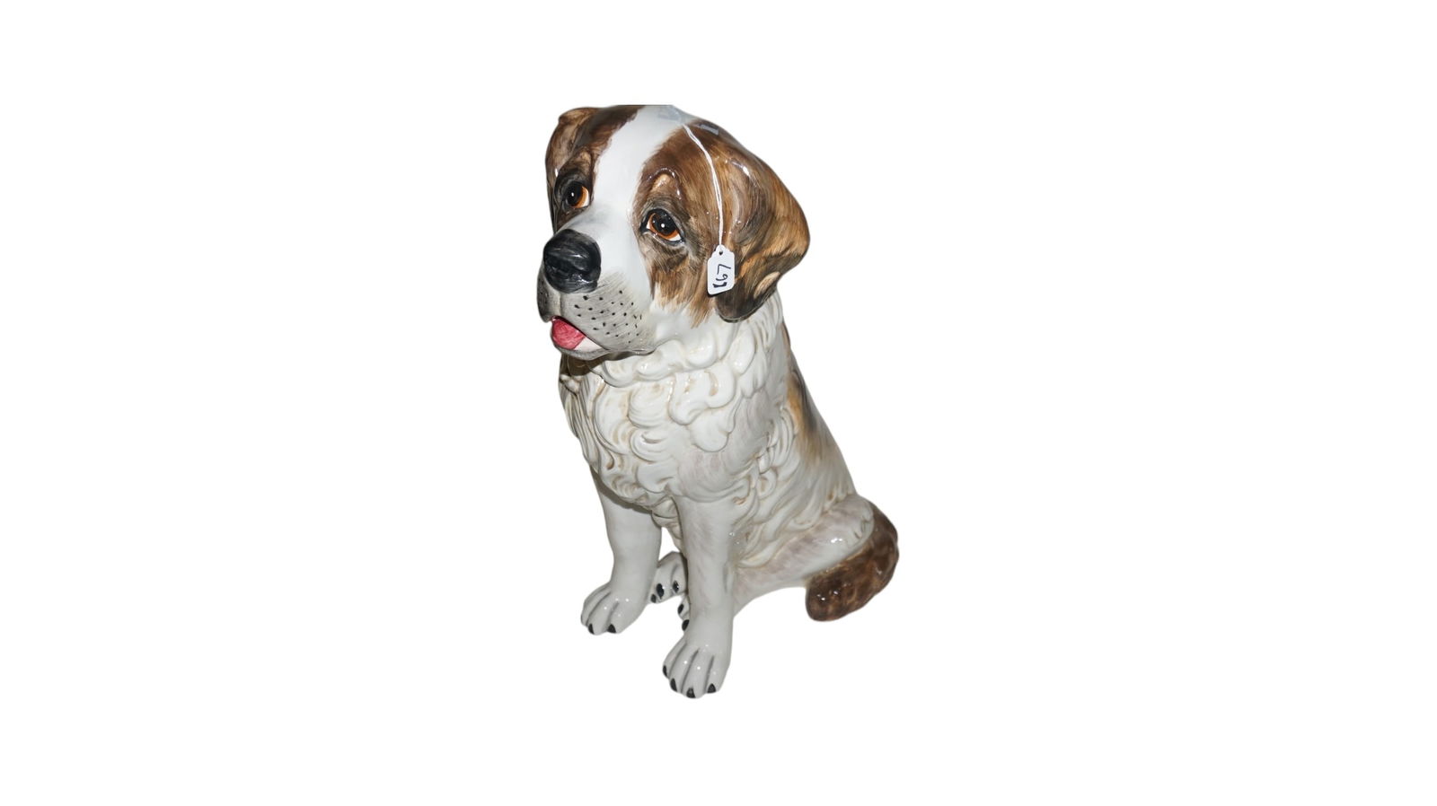 Italian Majolica St Bernard Dog Ceramic Sculpture (1 of 5)