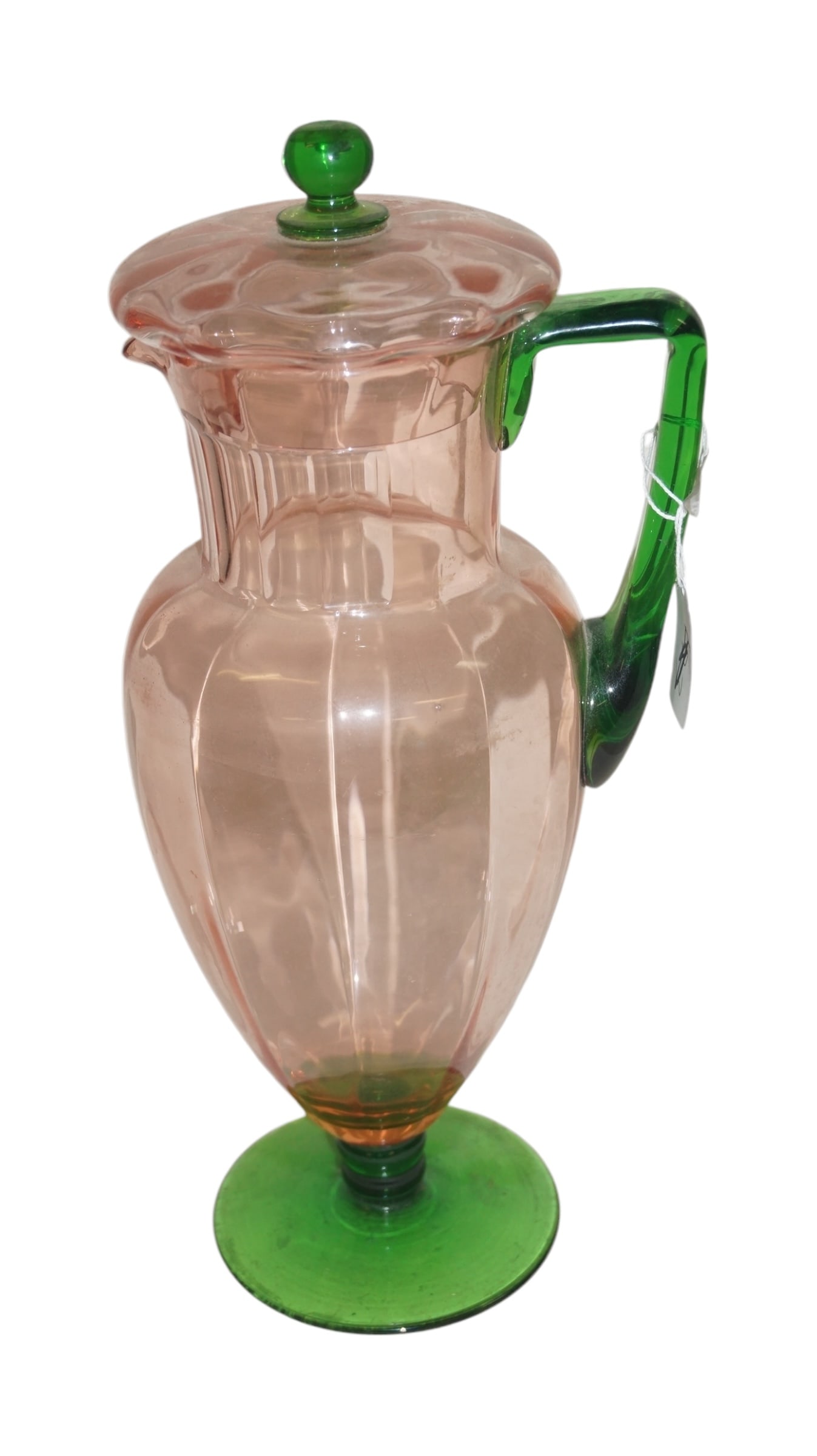 Stuben Pink & green Pitcher Art Glass Serving Piece (1 of 3)
