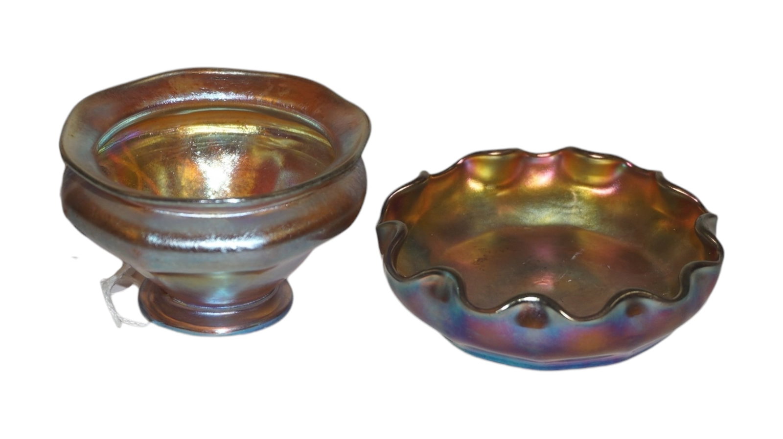 Two small pieces of Tiffany LCT Glass Salt Server & Vase Salt (1 of 3)