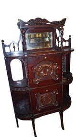 Art Nouveau Carved Corner What-Not Shelf