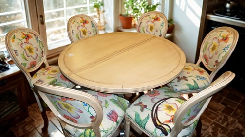 Contemporary Dinette Set w/ 6 Chairs