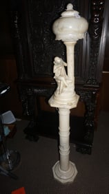 Italian Alabaster Pedestal Harlequin Lamp