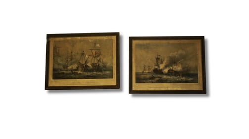 2 Antique Sailboat Watercolor Paintings