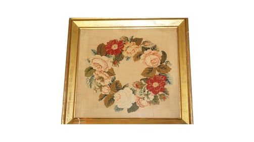 Victorian Framed Petit Point Panel