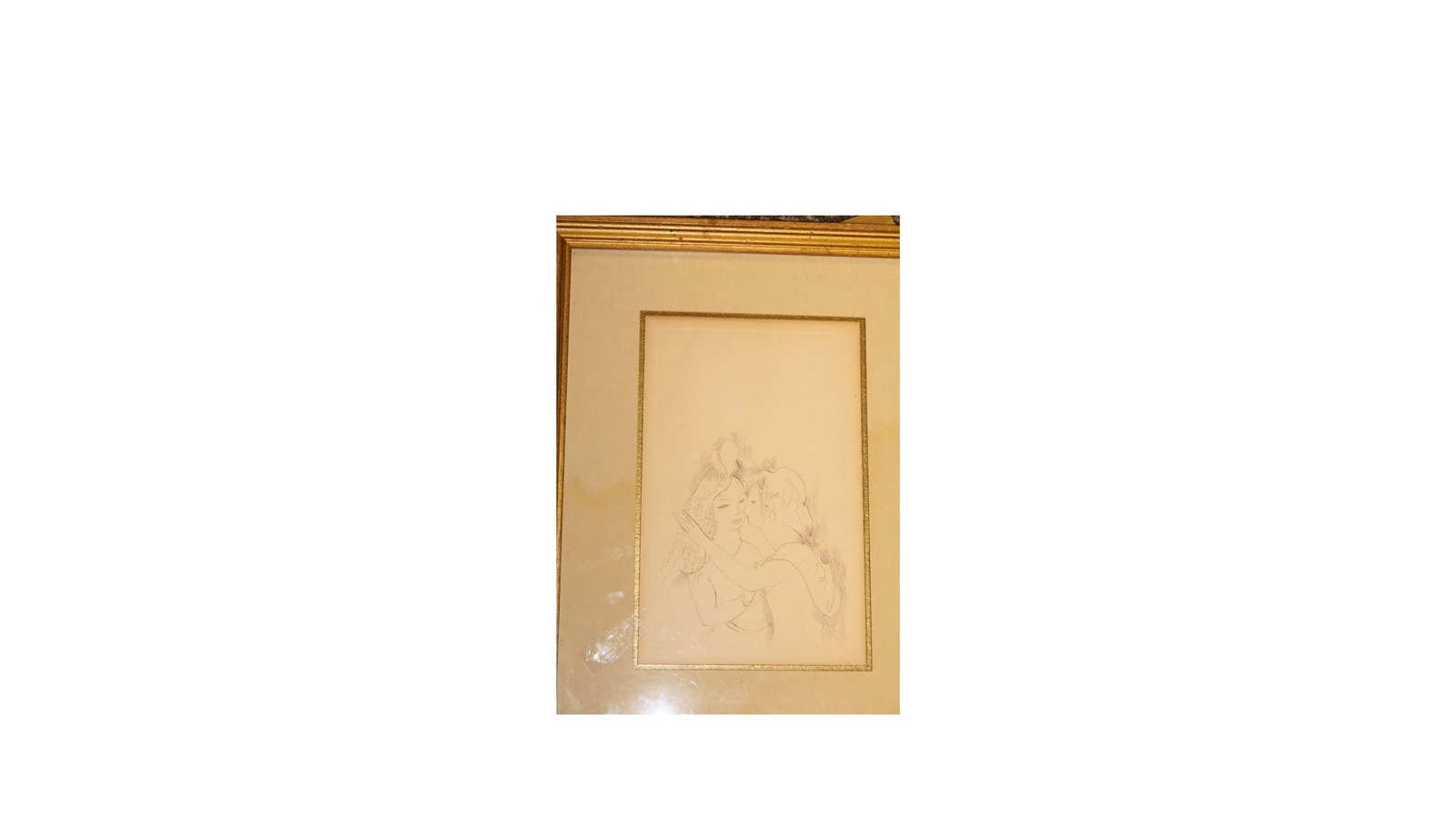 Marie Laurencin Lithograph: Lithograph by Marie Laurencin in her soft, feminine modernist style, likely depicting a young woman, framed for wall display.