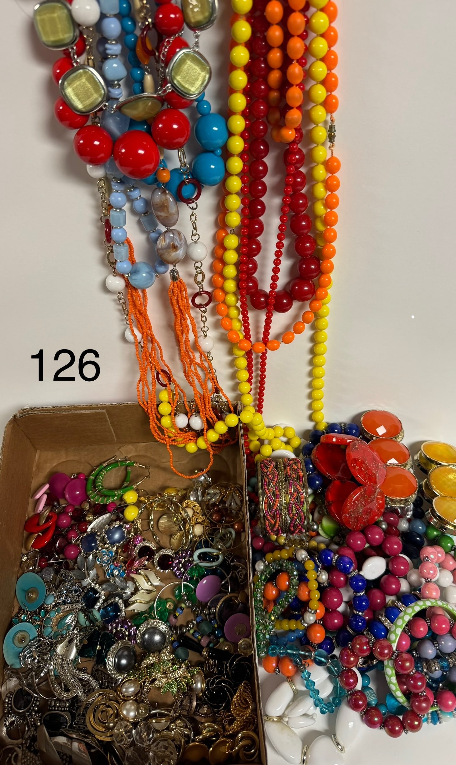 Color Pop Bead & Rhinestone Costume Jewelry Assortment: Curated collection of better-quality costume jewelry including beaded earrings...