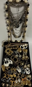 Black, White & Gold Modern Earrings & Necklace Lot
