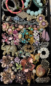 All Brooch Assortment includes cameos, enamled pieces, gold & silver tones & crystal designs
