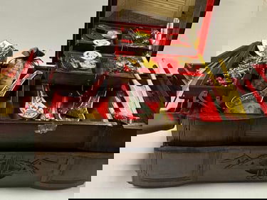 Asian Inspired Costume Jewlery includes, fans, sterling silver jewelry and painted brooches in a