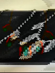 Sterling Silver Necklace with hanging turqoise Stone pendants