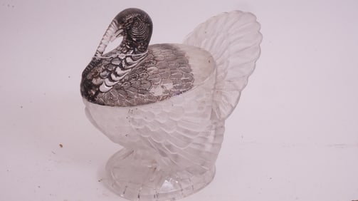 Pressed Glass Turkey Jar