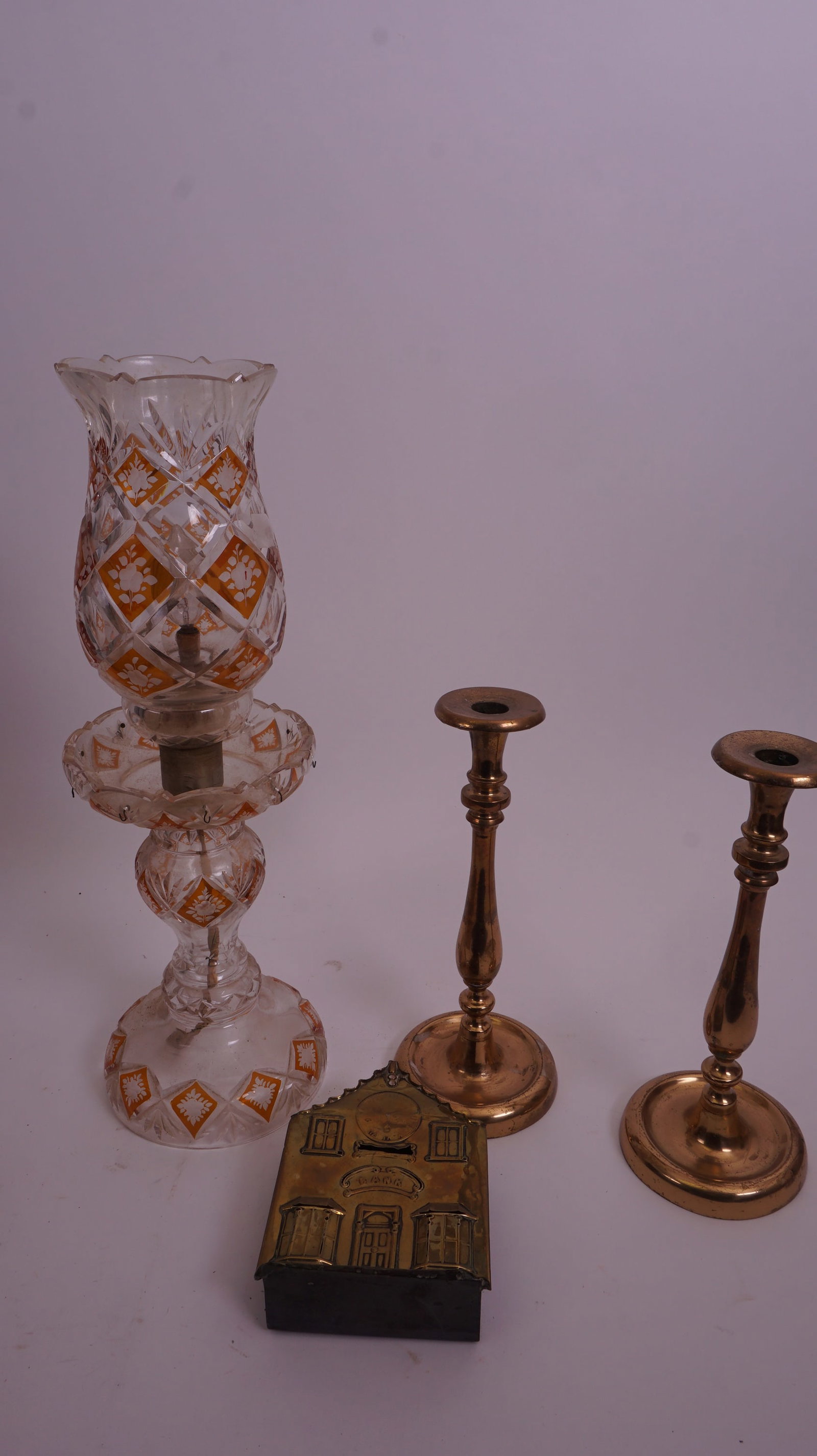 Brass, Cut Glass & Hurricane Lamp Lot (1 of 2)