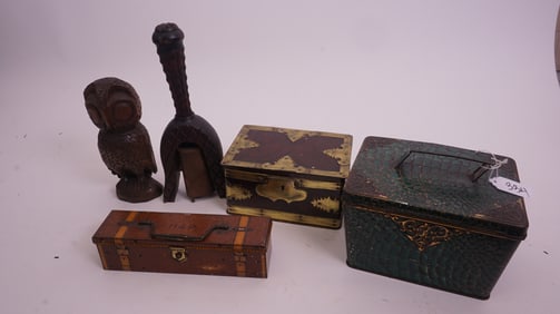 Vintage Tin & Wood Boxes Lot