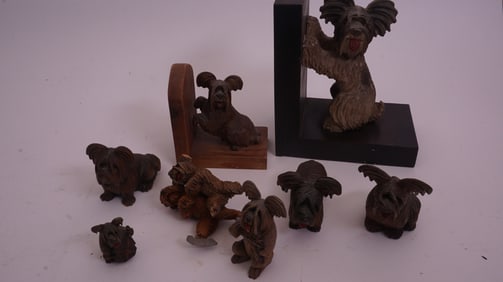Carved Wooden Figurines incl. Dogs