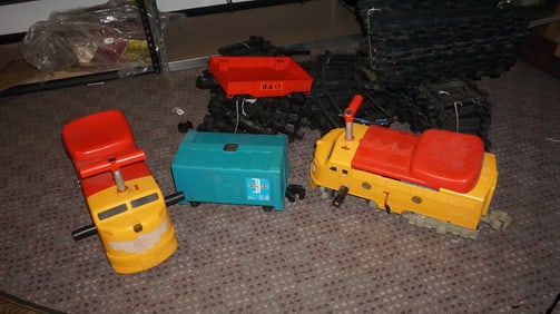 Mighty Casey Ride-On Toy Train w/ Track as is condition for parts