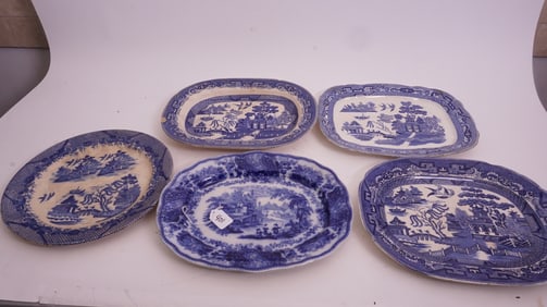 5 Platters incl. Flow Blue & Blue Willow
