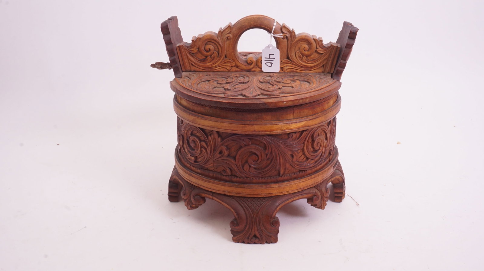 Norwegian Folk Art Butter Box: Antique handcrafted Norwegian butter box, 12" × 12". Excellent folk-art example.