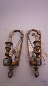 Pair Mirrored Sconces attr. Maitland-Smith
