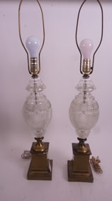 Pair of Cut Crystal Lamps
