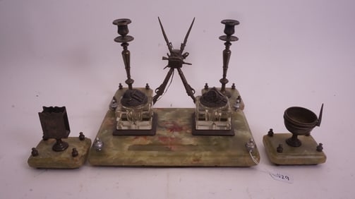 Ukrainian Military Desk Set in Onyx