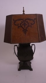 Bronze Arts & Crafts Lamp w/ Mica Shade
