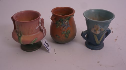 Roseville – 3 Cabinet Vases 12-4/914-4/130-4
