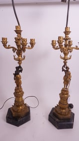 Pair French Bronze Doré Candelabras