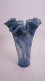 Mid-Century Ruffled Art Glass Vase